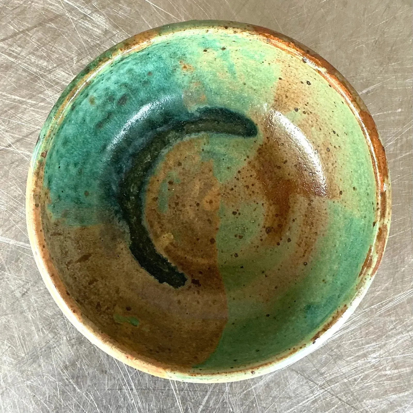 Vintage Boho Studio Pottery Bowl - Ceramic, 6W x 3H — additional photo 2