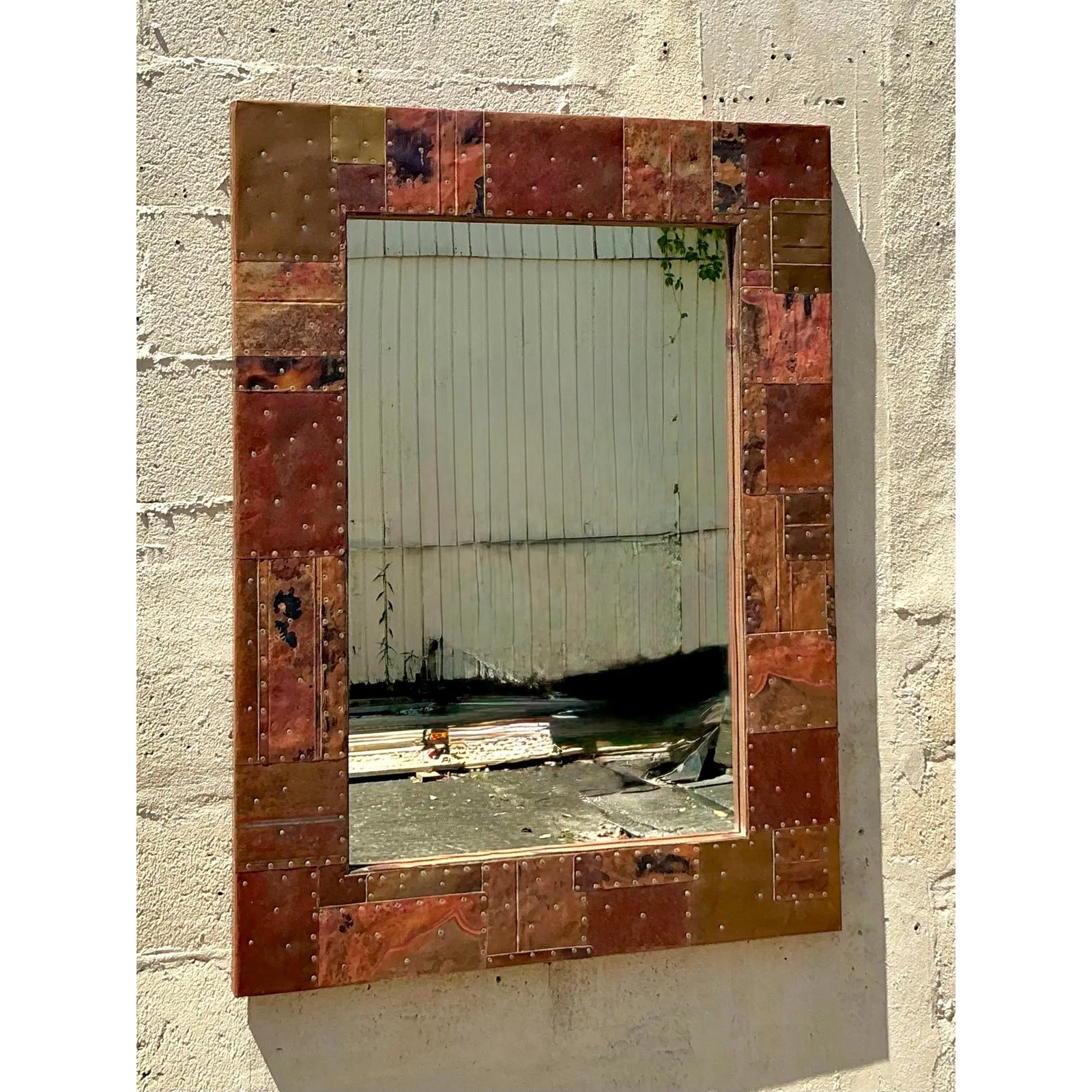 Vintage Boho Patchwork Metal Mirror — additional photo 1
