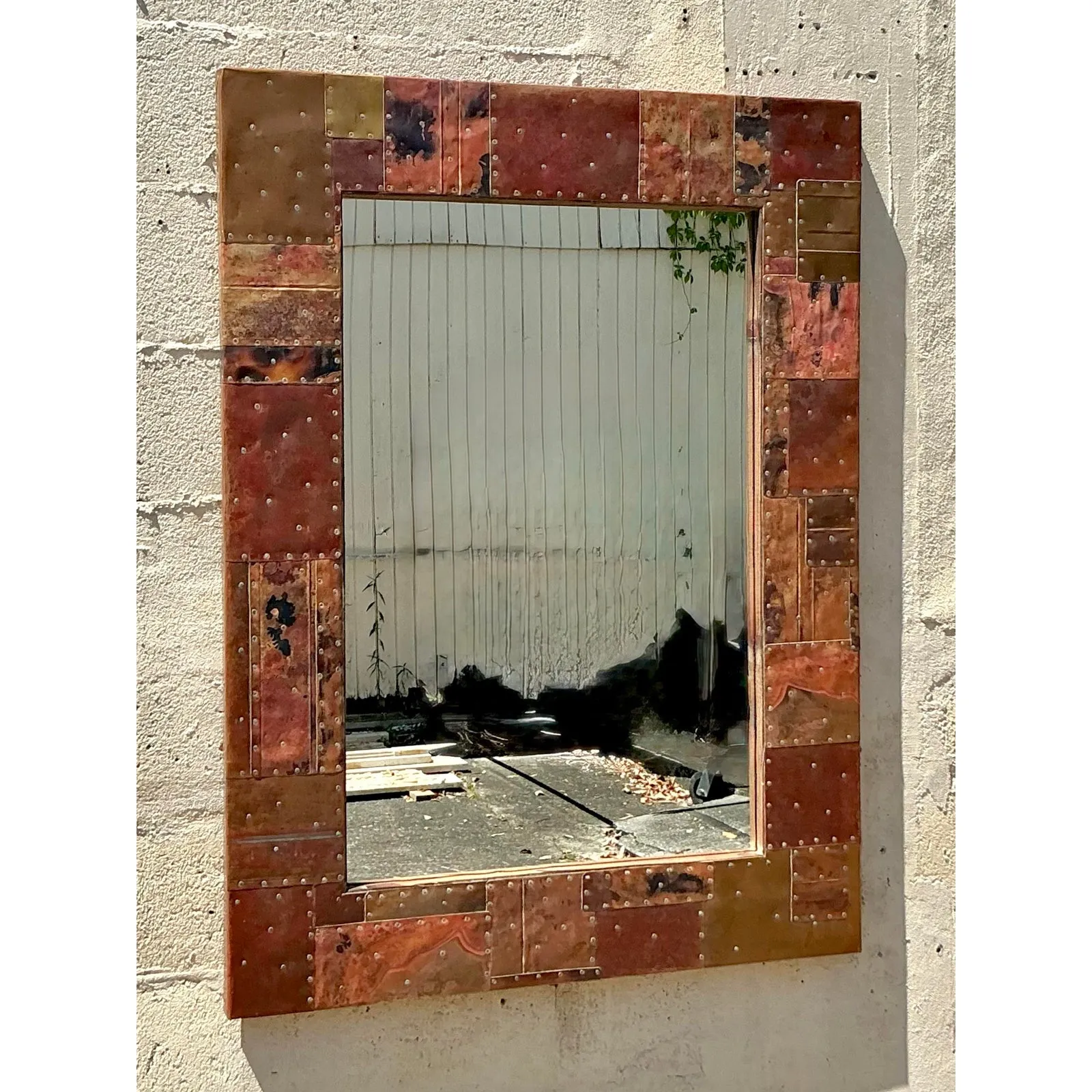 Vintage Boho Patchwork Metal Mirror — additional photo 2