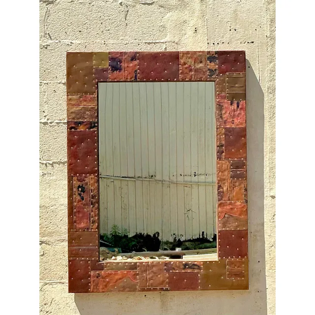 Vintage Boho Patchwork Metal Mirror — additional photo 4