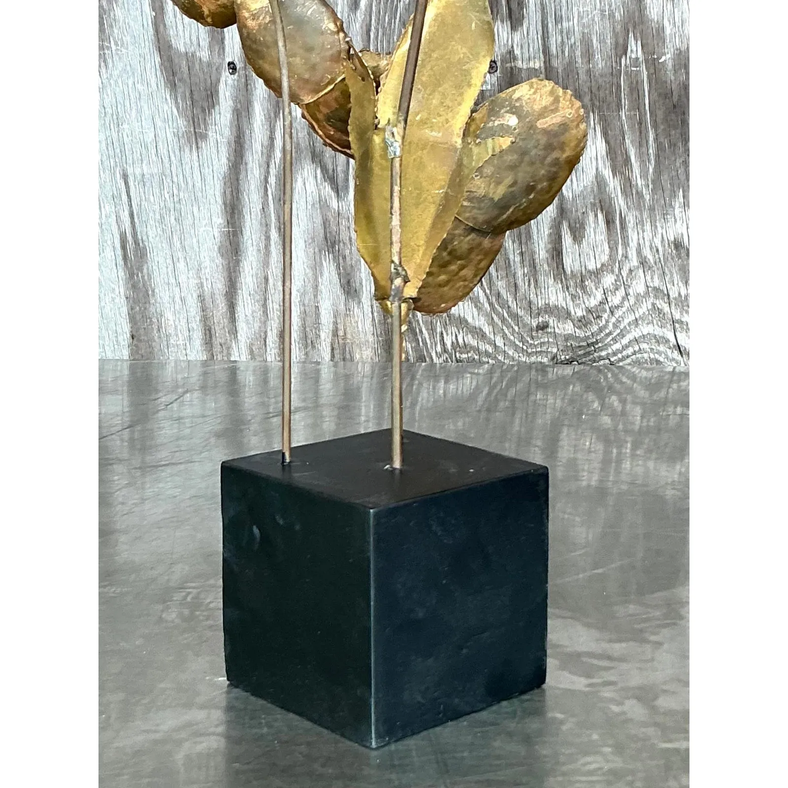 Vintage Boho Brutalist Brass Flower Sculpture — additional photo 5