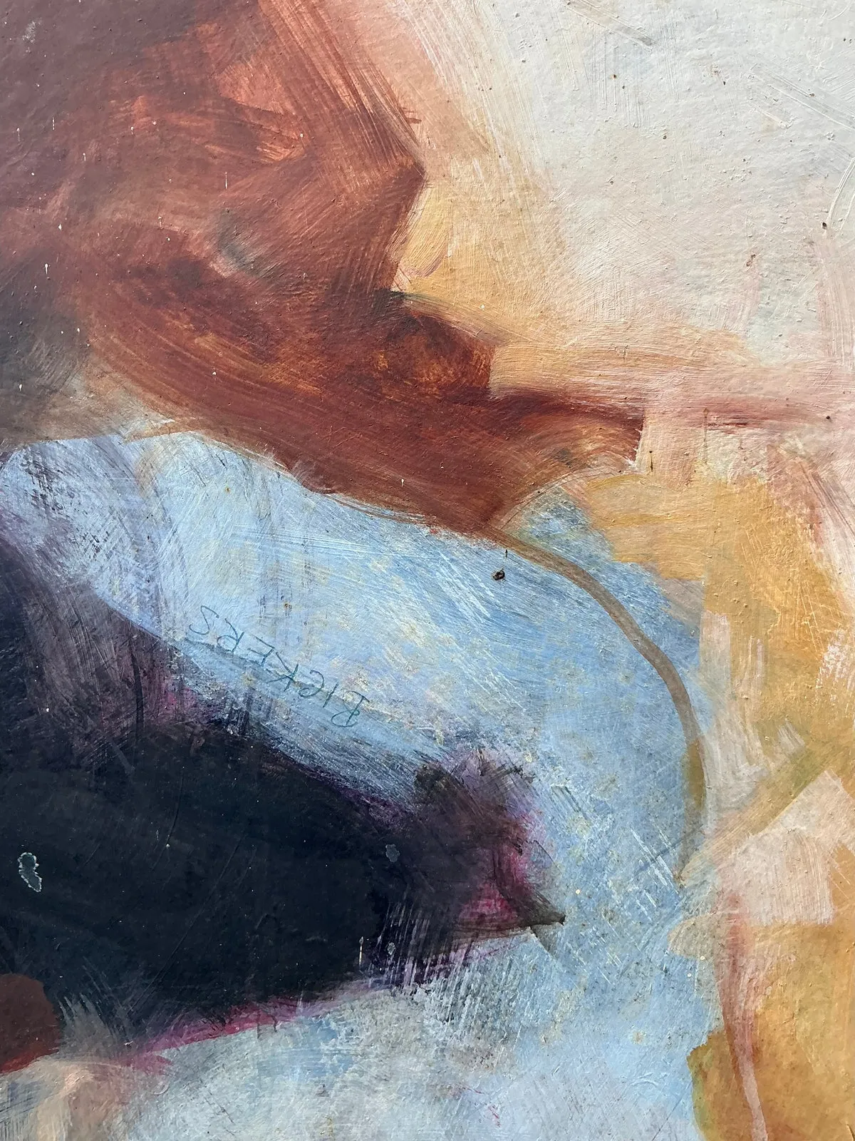 Vintage Boho Original Abstract Oil Painting on Board — additional photo 6
