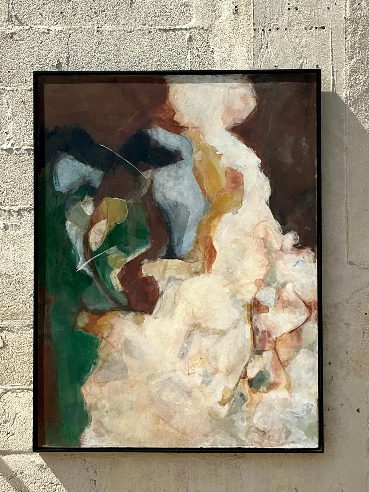 Vintage Boho Original Abstract Oil Painting on Board