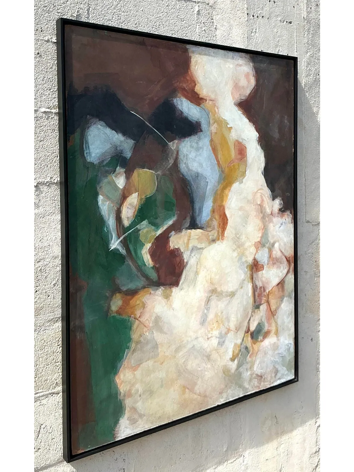 Vintage Boho Original Abstract Oil Painting on Board — additional photo 1