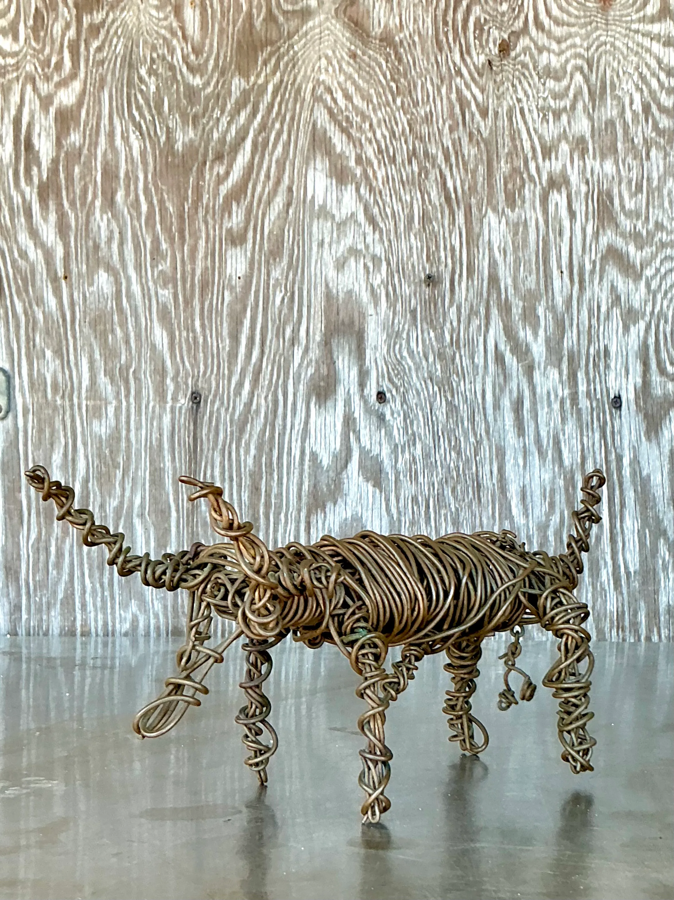 Vintage Boho Coiled Wire Sculpture Of Bull  — additional photo 7