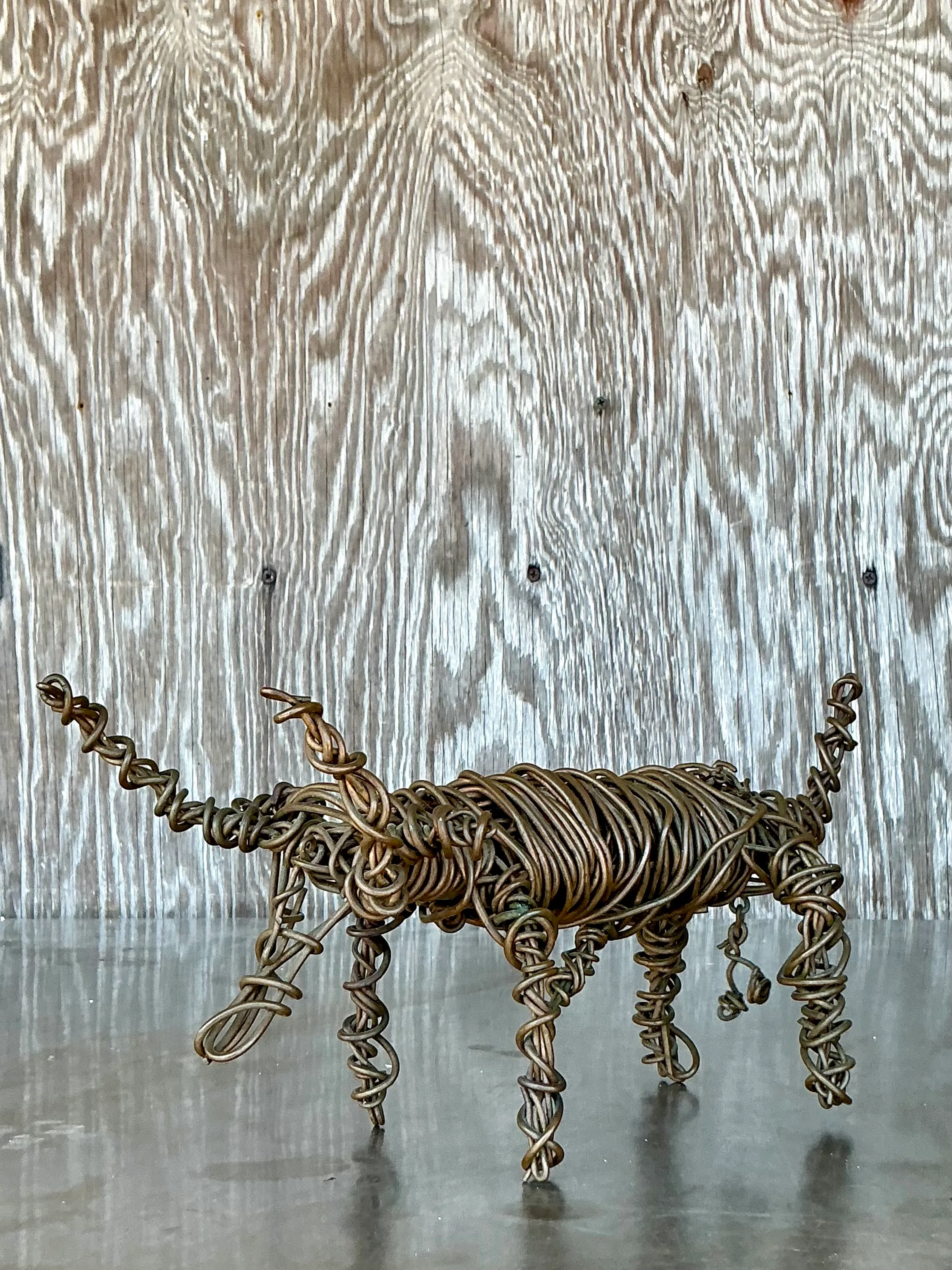 Vintage Boho Coiled Wire Sculpture Of Bull  — additional photo 1