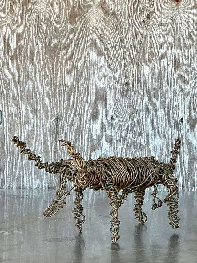 Vintage Boho Coiled Wire Sculpture Of Bull — additional photo 2