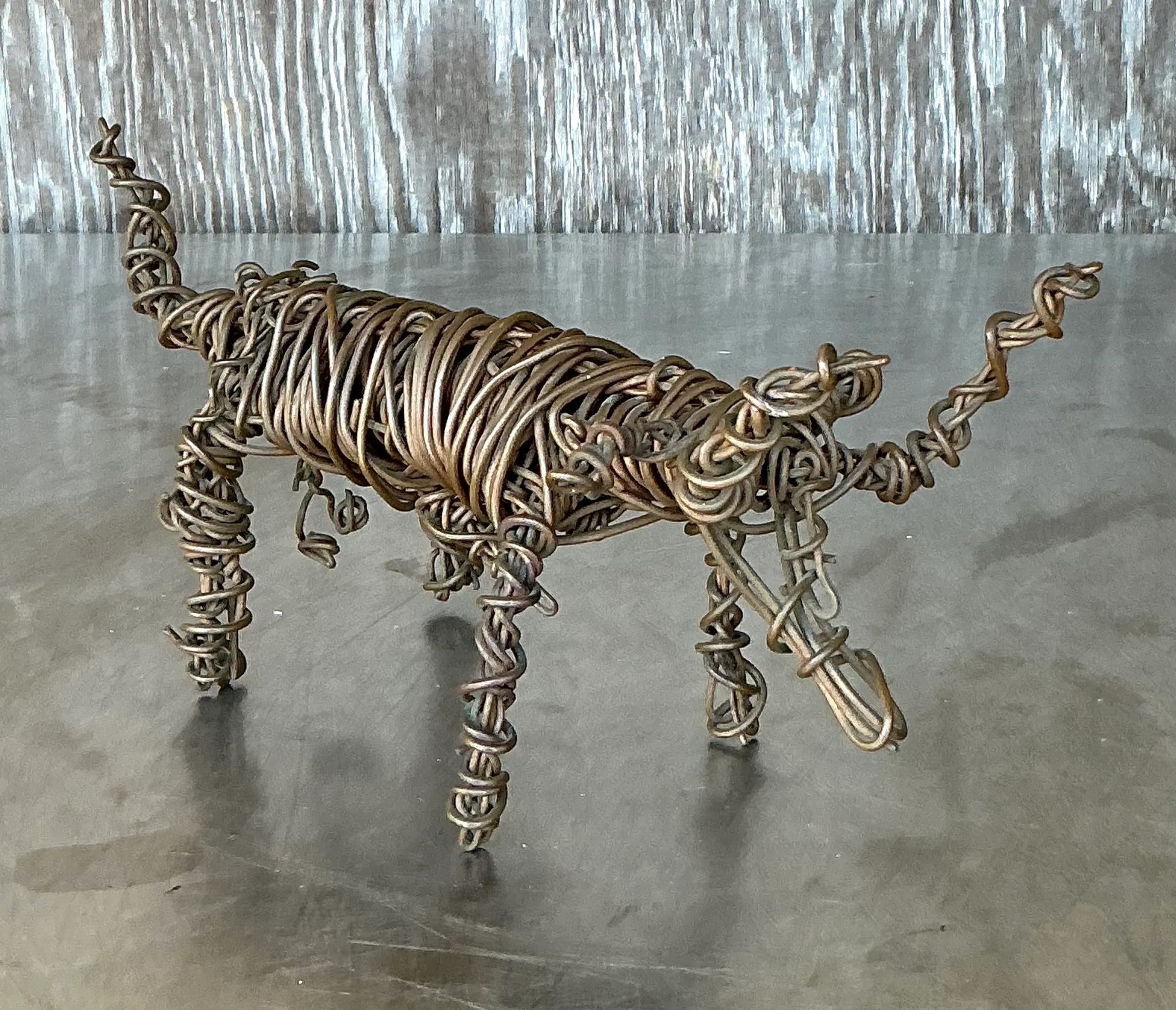 Vintage Boho Coiled Wire Sculpture Of Bull  — additional photo 6