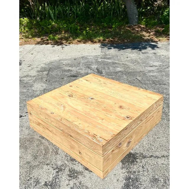 Vintage Boho Florida Pecky Cypress Coffee Table — additional photo 2