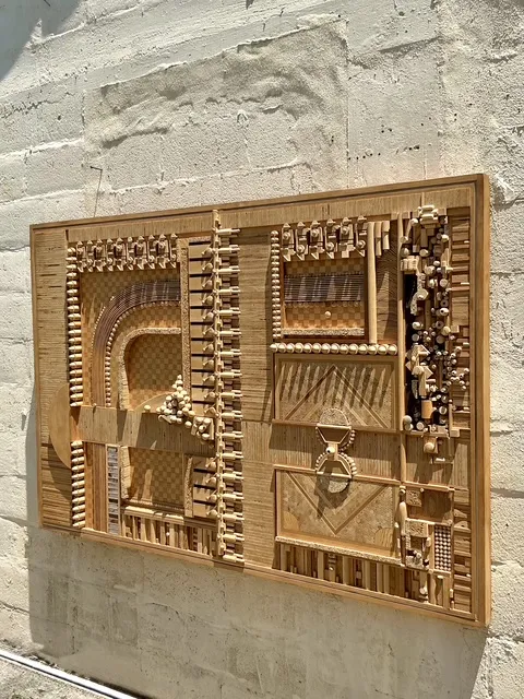 Vintage Boho Robert Salleroli Wood Assemblage Wall Sculpture — additional photo 3