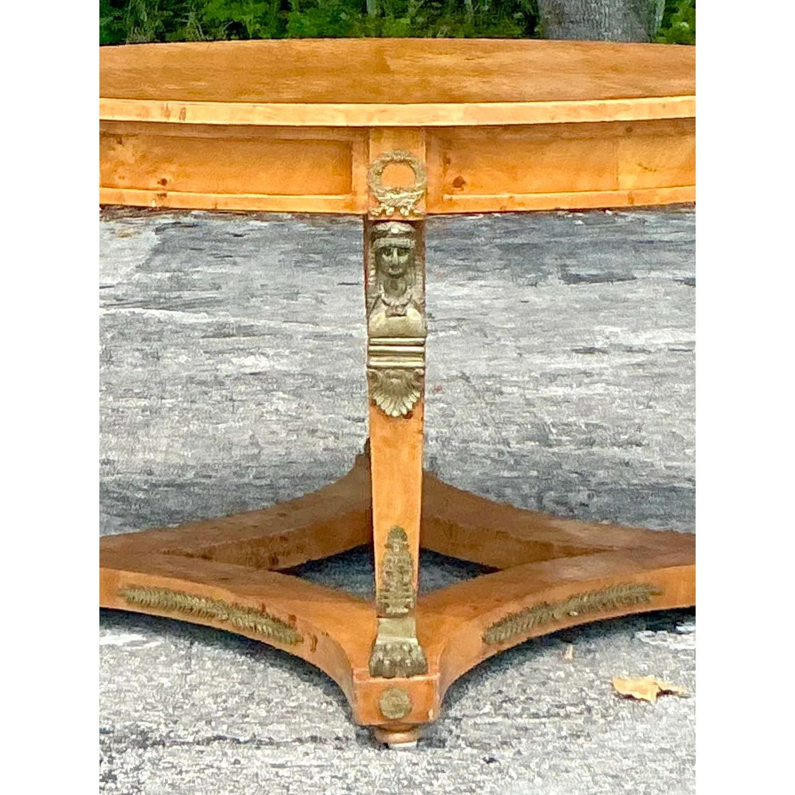 Vintage Neoclassical Burl and Ormolu Center Hall Table — additional photo 2
