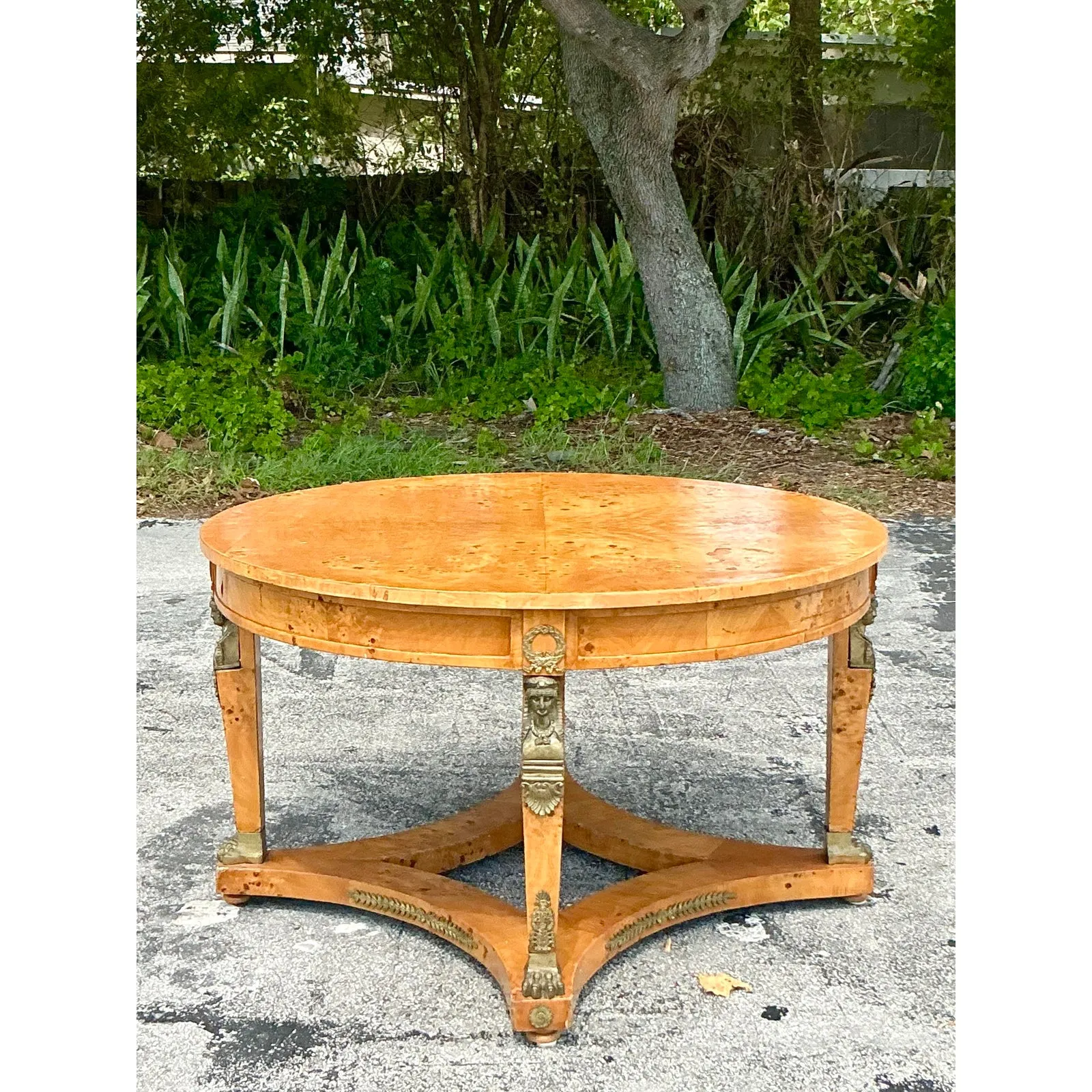 Vintage Neoclassical Burl and Ormolu Center Hall Table — additional photo 8