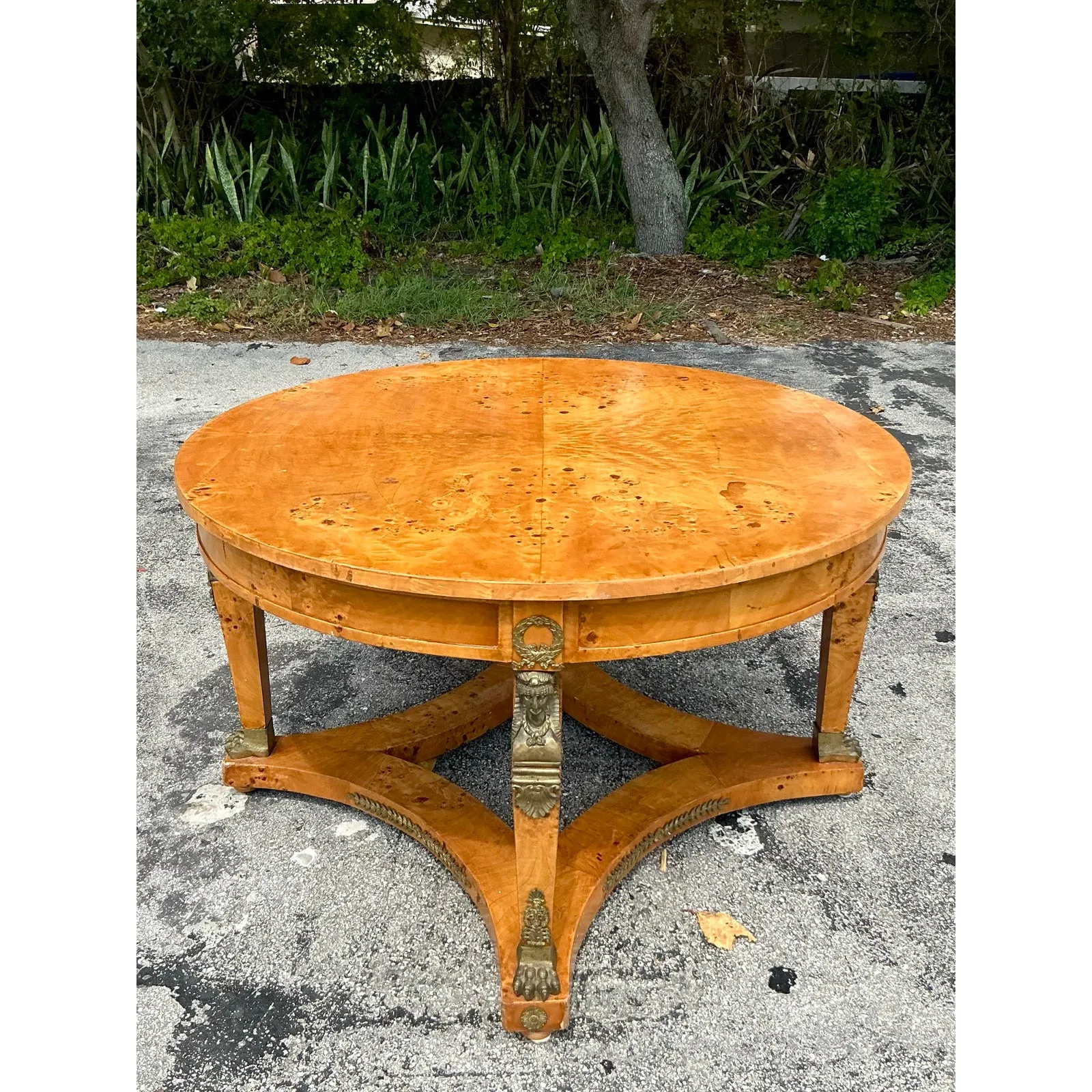 Vintage Neoclassical Burl and Ormolu Center Hall Table — additional photo 3