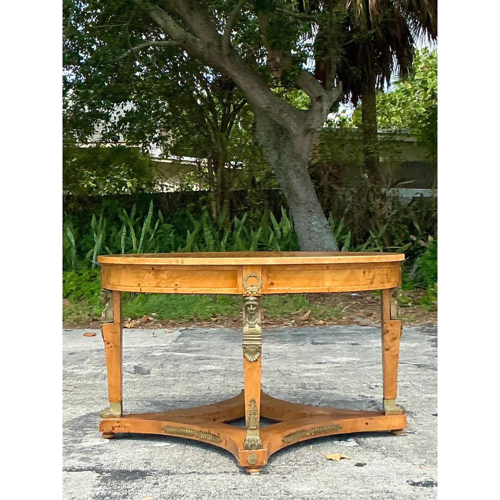 Vintage Neoclassical Burl and Ormolu Center Hall Table — additional photo 5