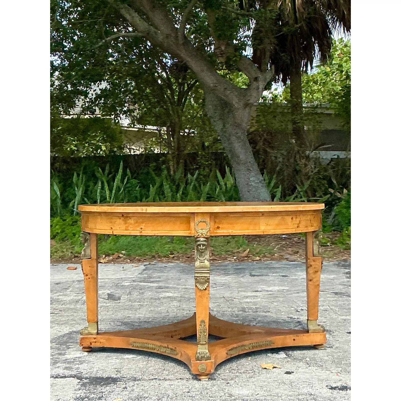 Vintage Neoclassical Burl and Ormolu Center Hall Table — additional photo 6
