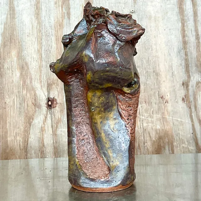 Vintage Boho Abstract Studio Pottery Vase — additional photo 2