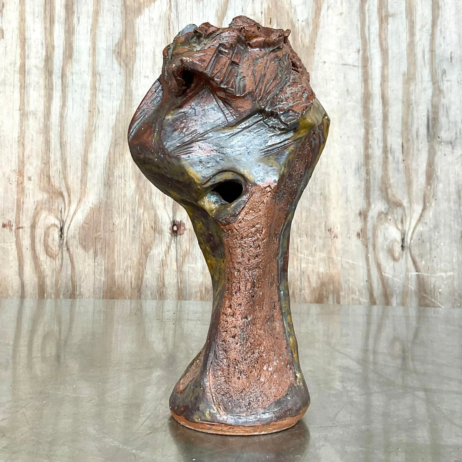 Vintage Boho Abstract Studio Pottery Vase — additional photo 3