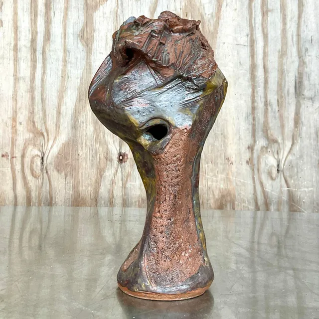 Vintage Boho Abstract Studio Pottery Vase — additional photo 3