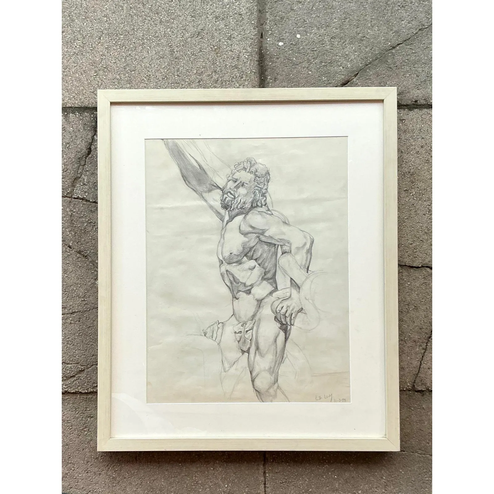 Vintage Boho Original Pencil Sketch of Man — additional photo 1