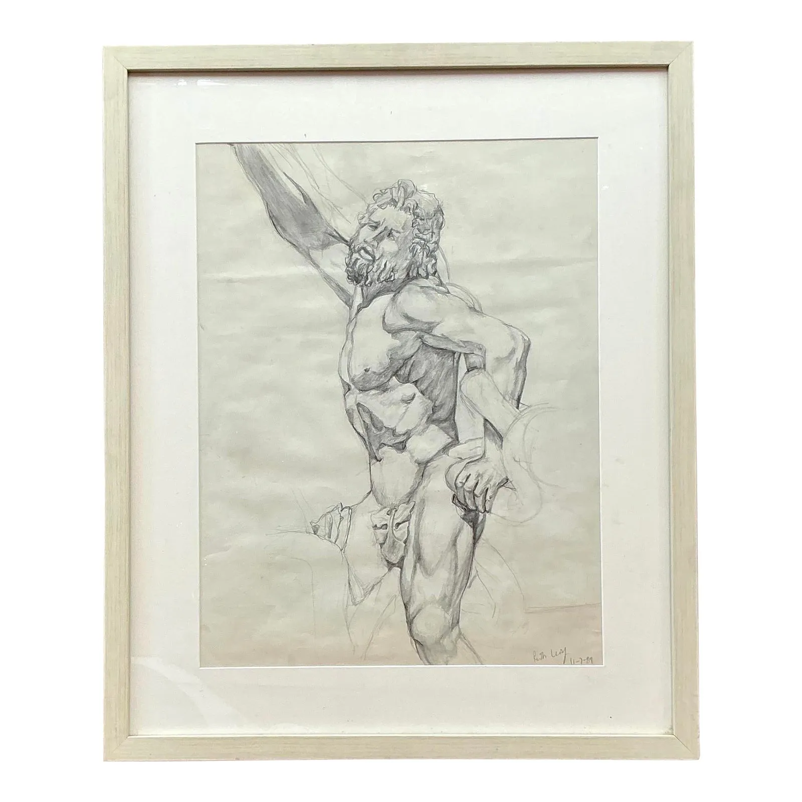 Vintage Boho Original Pencil Sketch of Man — additional photo 4
