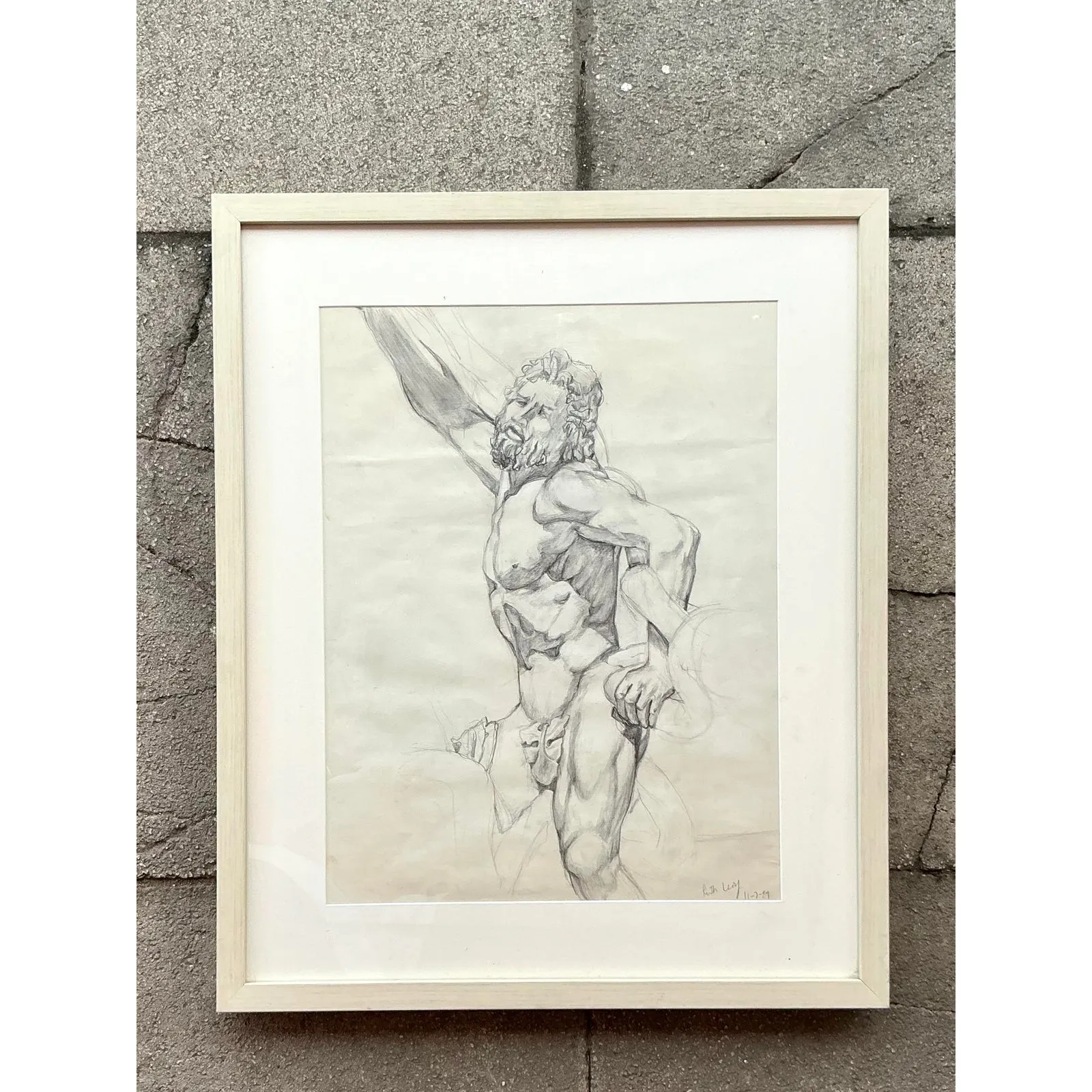 Vintage Boho Original Pencil Sketch of Man — additional photo 6