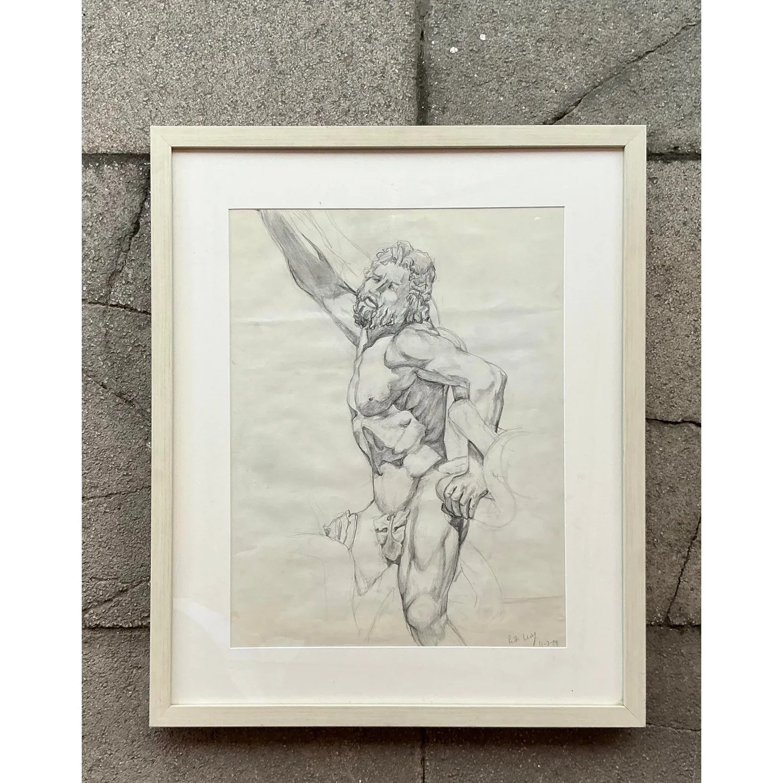 Vintage Boho Original Pencil Sketch of Man — additional photo 2