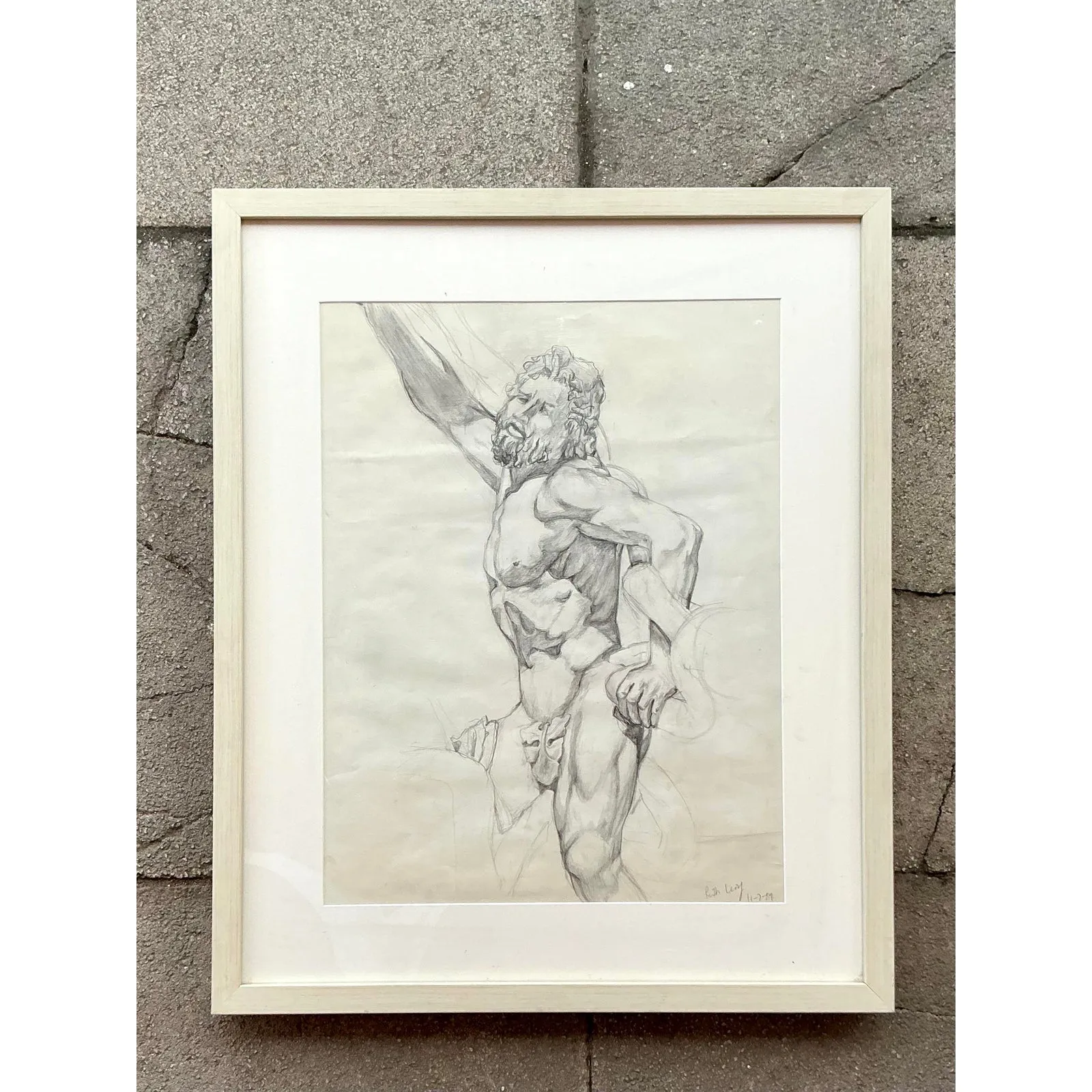 Vintage Boho Original Pencil Sketch of Man — additional photo 3