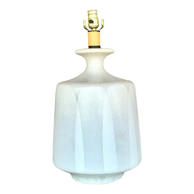 Vintage Mid-Century Light Gray Ceramic Textured Lamp — additional photo 1