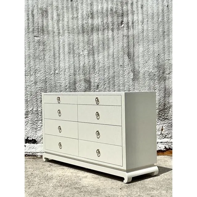 Vintage Boho Grasscloth Wrapped Dresser — additional photo 2