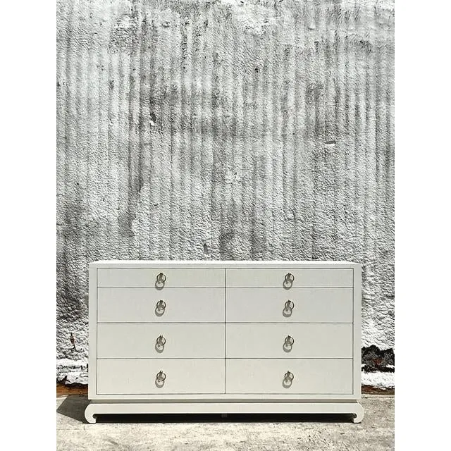 Vintage Boho Grasscloth Wrapped Dresser — additional photo 4
