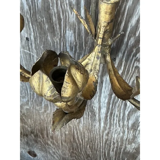 Vintage Regency Gilt Palm Wall Candle Sconce — additional photo 4