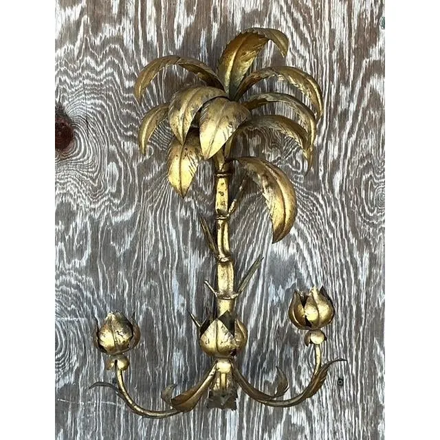 Vintage Regency Gilt Palm Wall Candle Sconce — additional photo 1