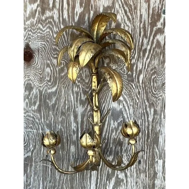 Vintage Regency Gilt Palm Wall Candle Sconce — additional photo 6