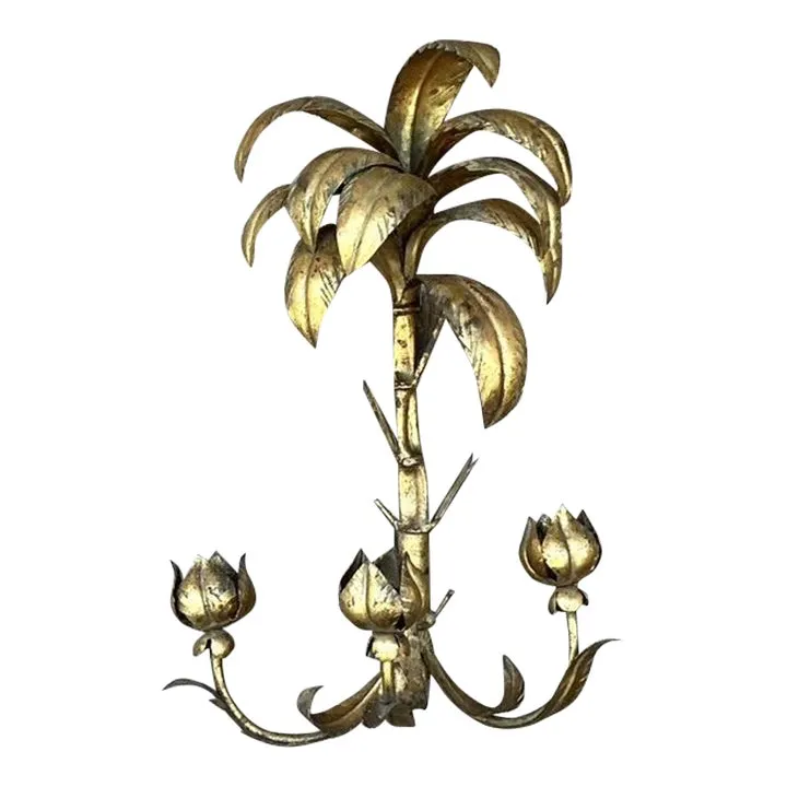 Vintage Regency Gilt Palm Wall Candle Sconce — additional photo 7
