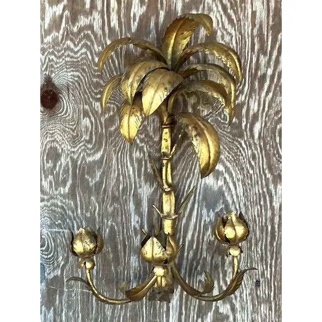 Vintage Regency Gilt Palm Wall Candle Sconce — additional photo 2