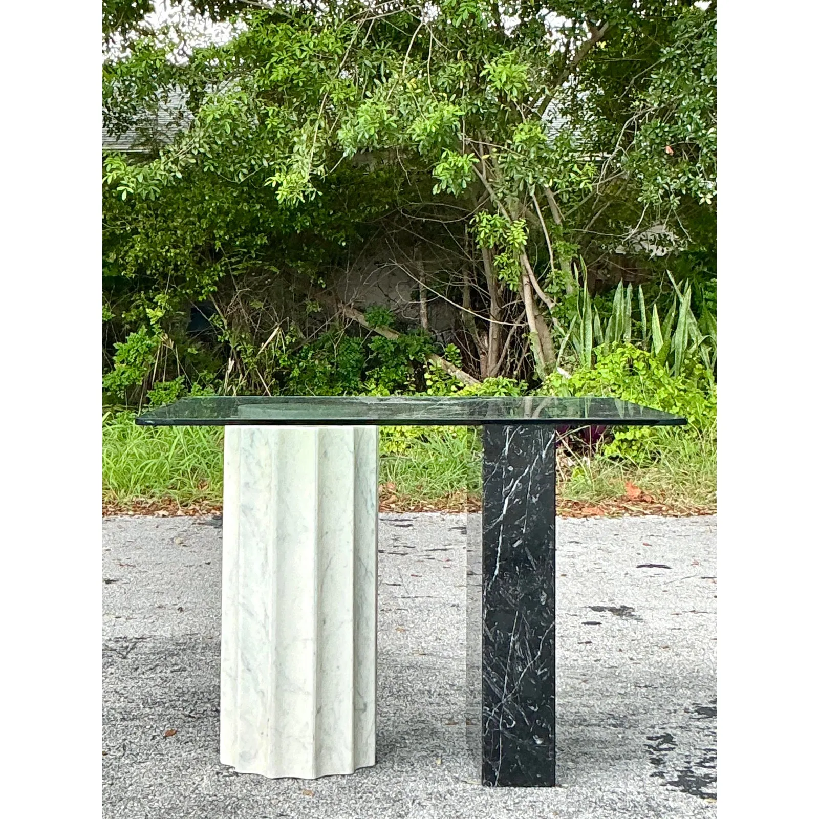Vintage Boho Postmodern Stone Card Table — additional photo 2