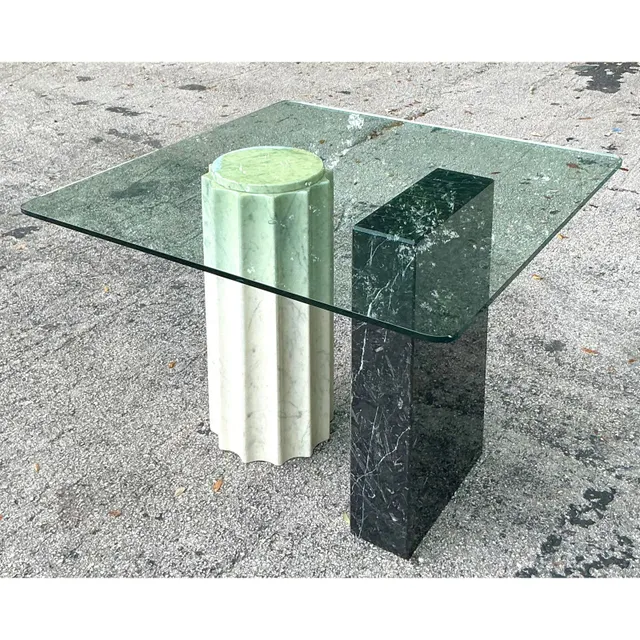 Vintage Boho Postmodern Stone Card Table — additional photo 4