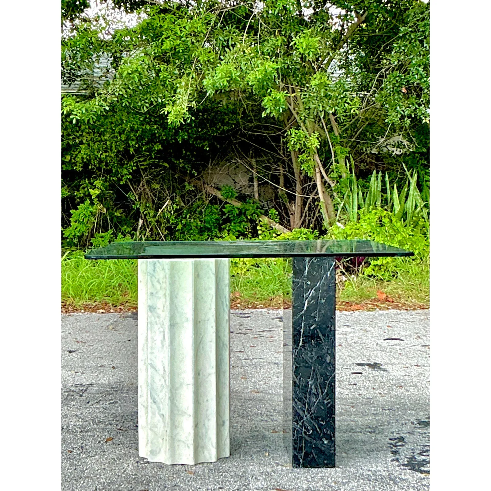 Vintage Boho Postmodern Stone Card Table — additional photo 1