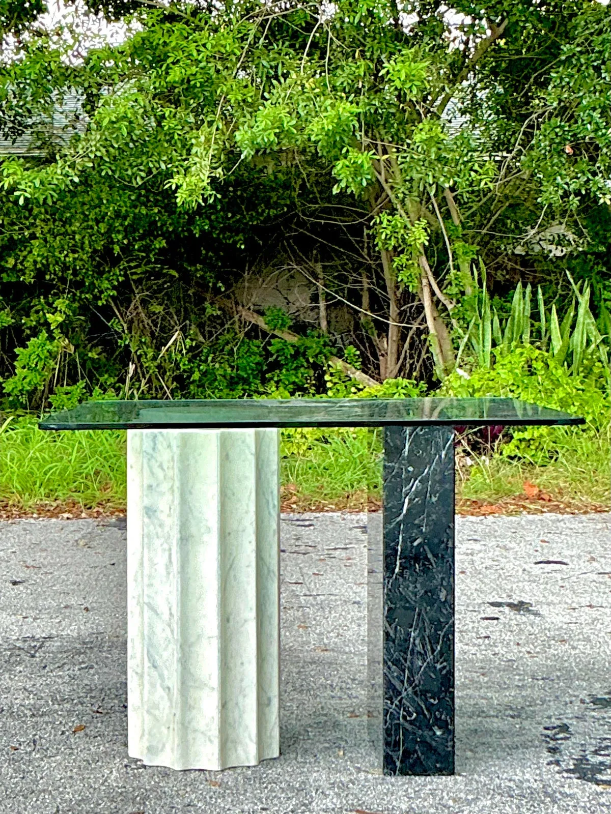 Vintage Boho Postmodern Stone Card Table — additional photo 1