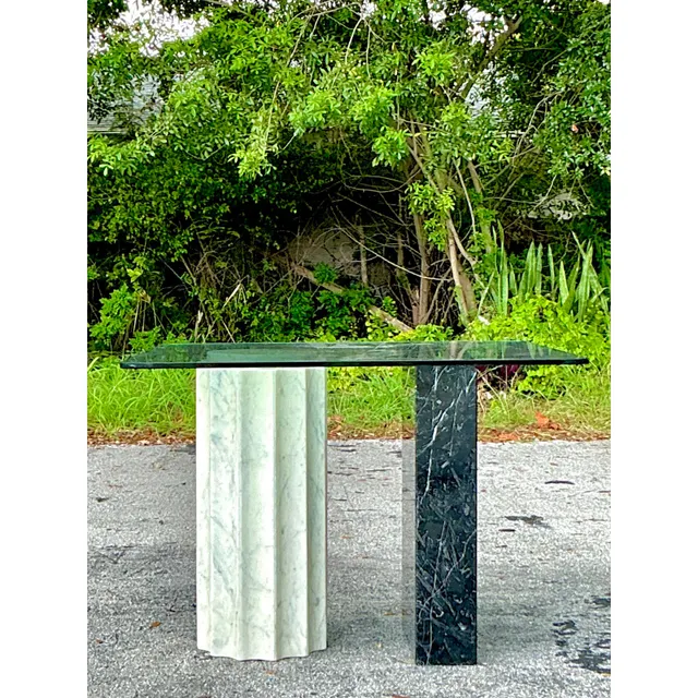 Vintage Boho Postmodern Stone Card Table — additional photo 1
