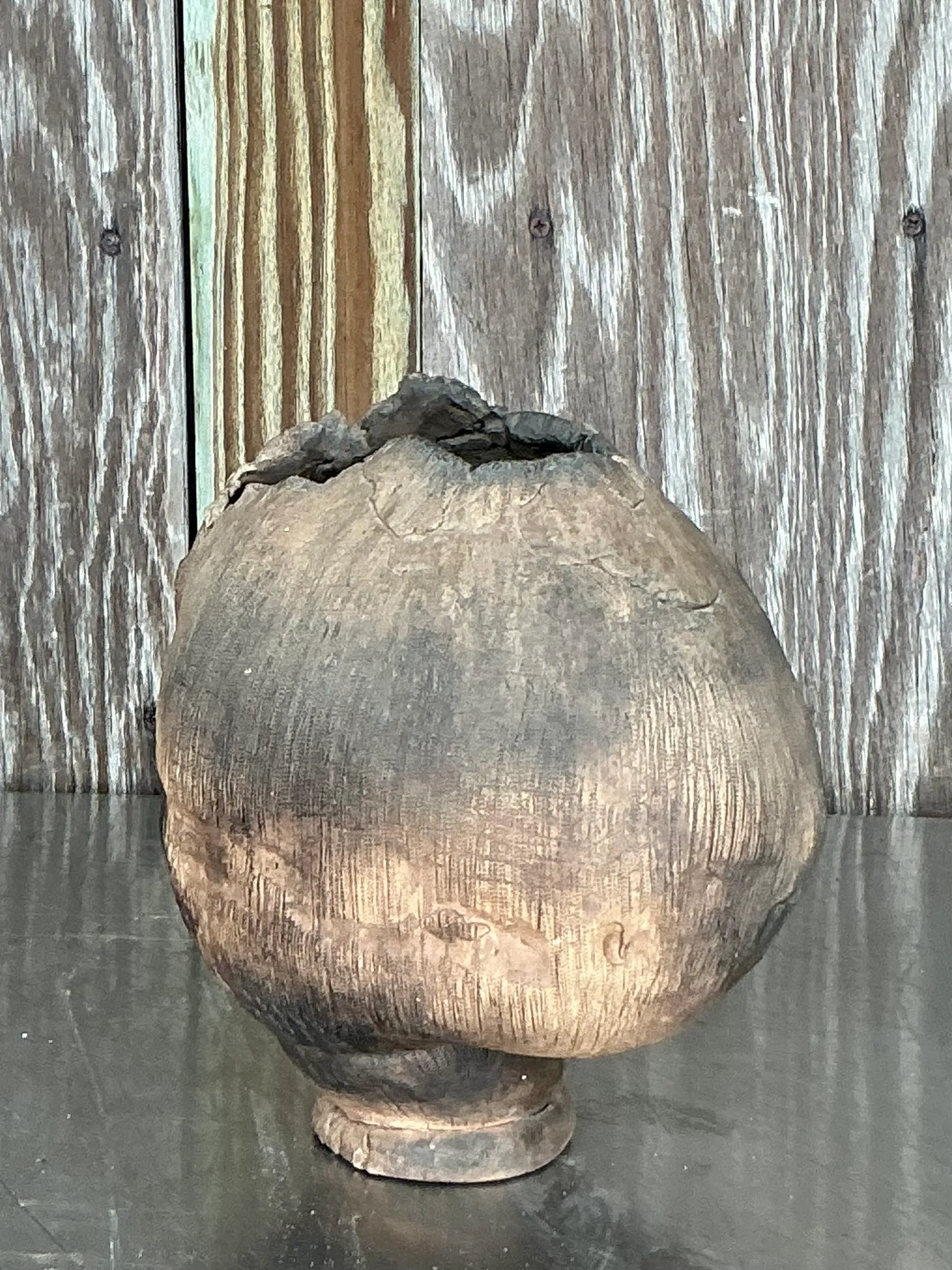 Vintage Boho Original Studio Pottery Vase - Ceramic, 7.75W x 9.25H — additional photo 2