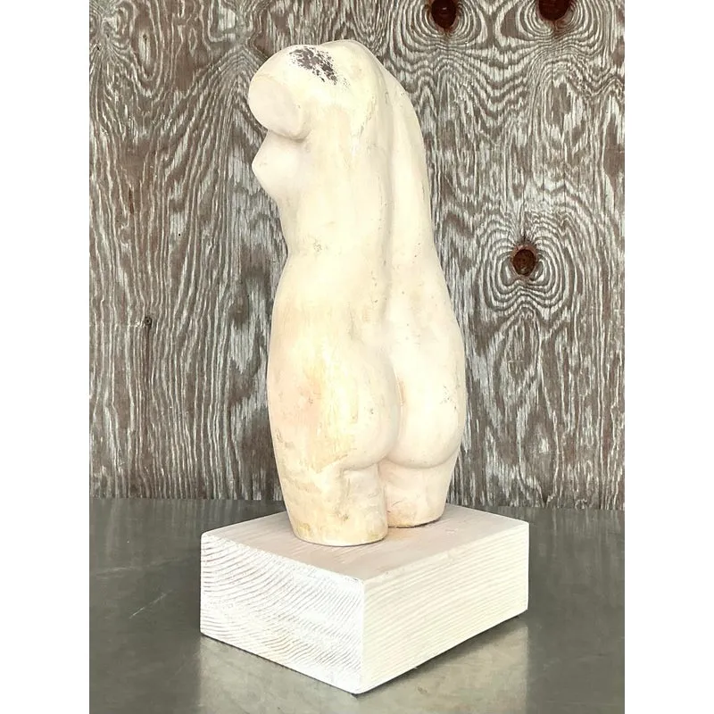 Late 20th Century Vintage Boho Plaster Torso of Woman — additional photo 3