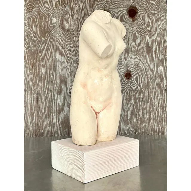 Late 20th Century Vintage Boho Plaster Torso of Woman — additional photo 4