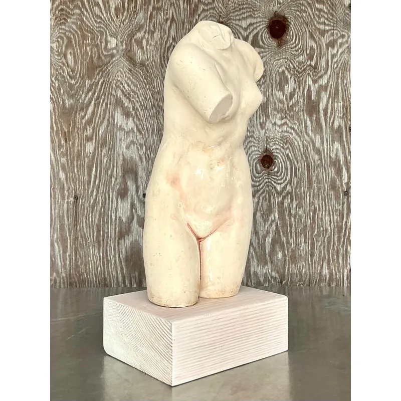 Late 20th Century Vintage Boho Plaster Torso of Woman — additional photo 5