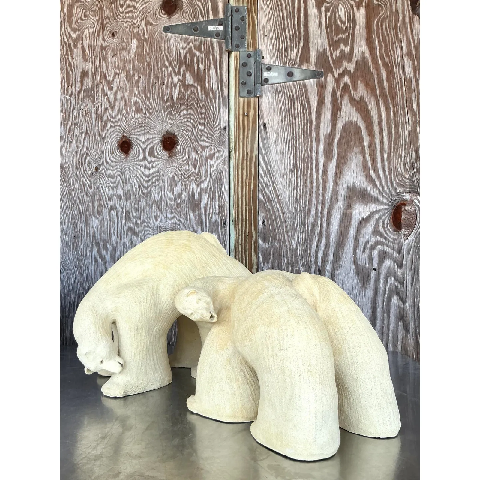 Vintage Boho Monumental Original Studio Pottery Polar Bears - A Pair — additional photo 3