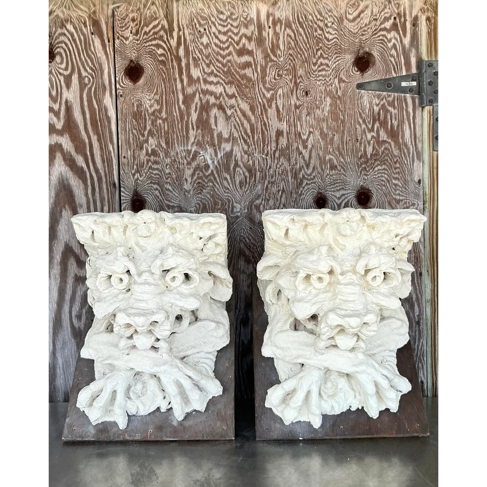 Vintage Boho Plaster Over Fiberglass Gargoyle Corbels - A Pair — additional photo 1