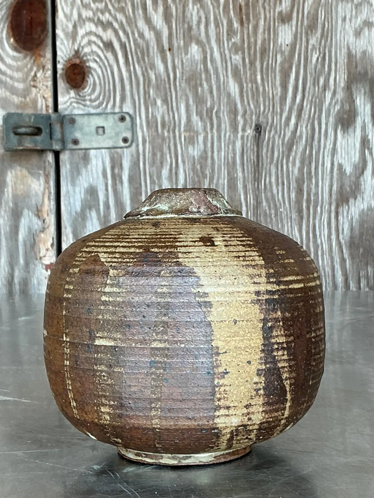 Vintage Boho Studio Pottery Vase - Stone, 5.25W x 5.25H — additional photo 4