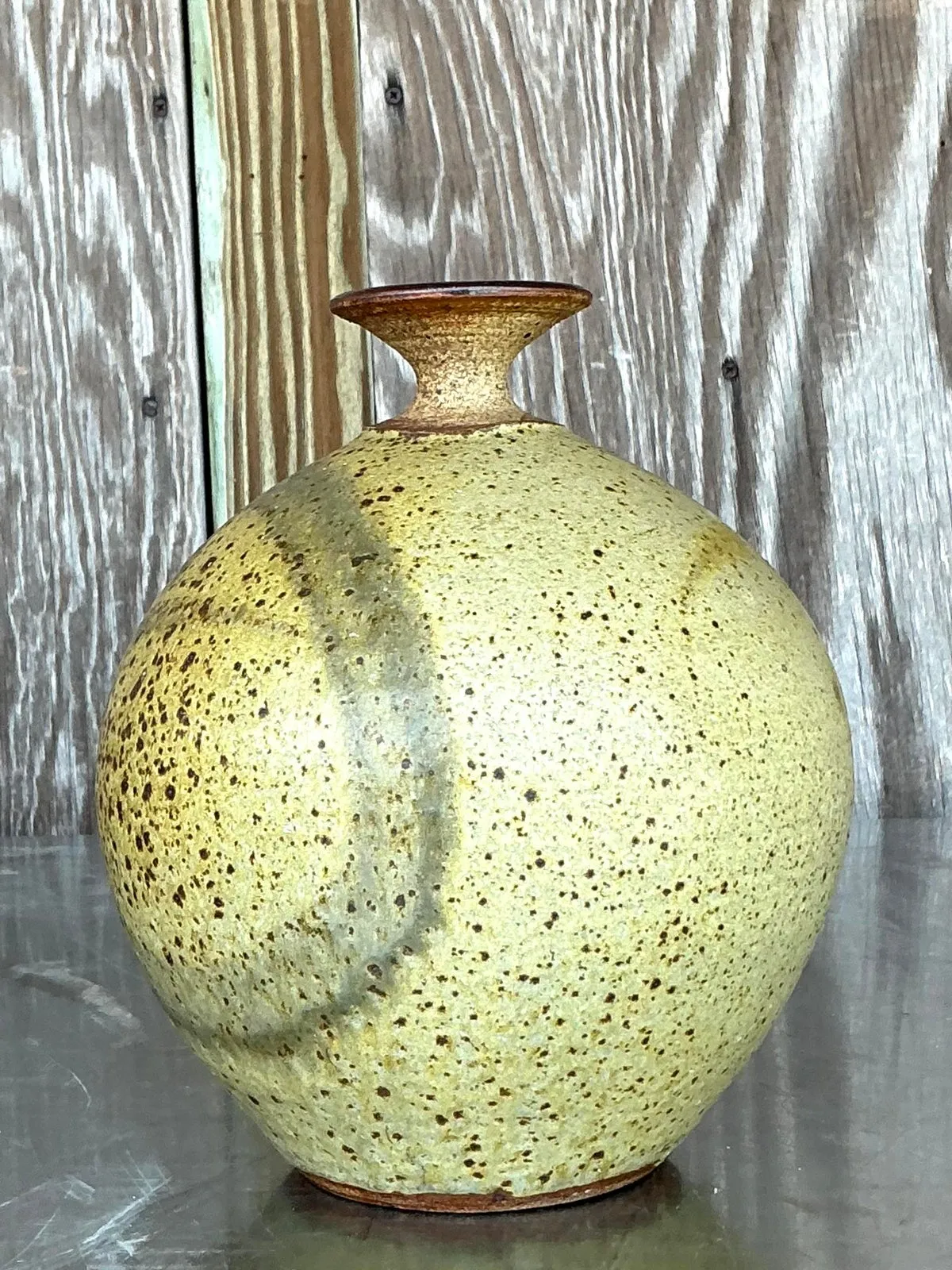 Vintage Boho Original Studio Pottery Vase - Stone, 7W x 9H — additional photo 1