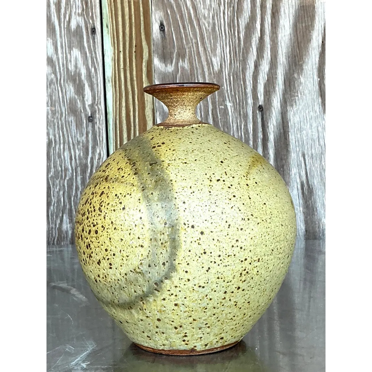 Vintage Boho Original Studio Pottery Vase - Stone, 7W x 9H