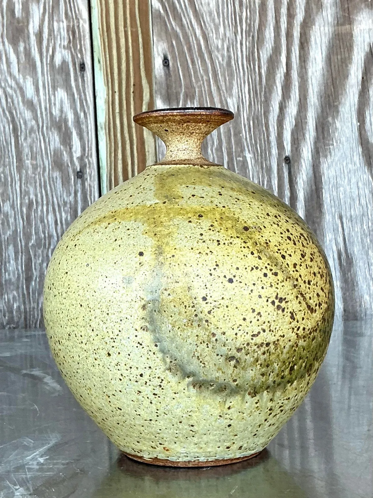Vintage Boho Original Studio Pottery Vase - Stone, 7W x 9H — additional photo 2